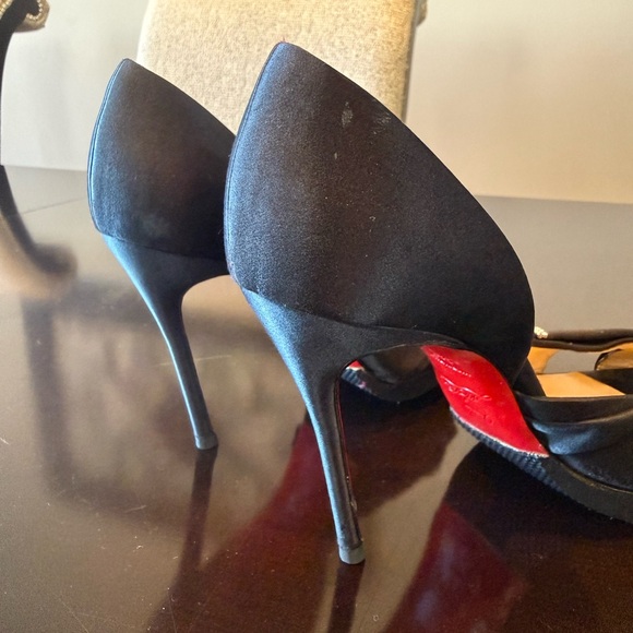 Christian Louboutin D’orsay tres Ophrahs Black Satin Heels - Picture 12 of 13